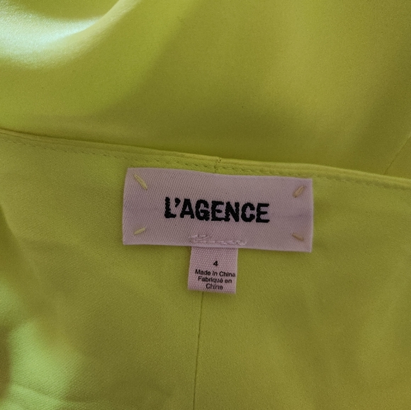 L'Agence Jodie V Neck Slip Dress in Chartreuse Yellow Silk Sleeveless 4 *Defect* - Picture 10 of 13